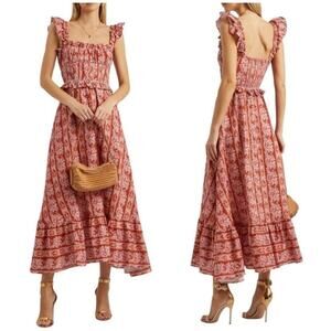 House of Harlow‎ 1960 Helena Maxi Dress S Red Boho Prairie Cottagecore Floral